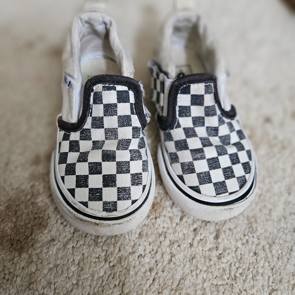 Vans Kids Checkerboard Slip-On Sneakers - Black & White